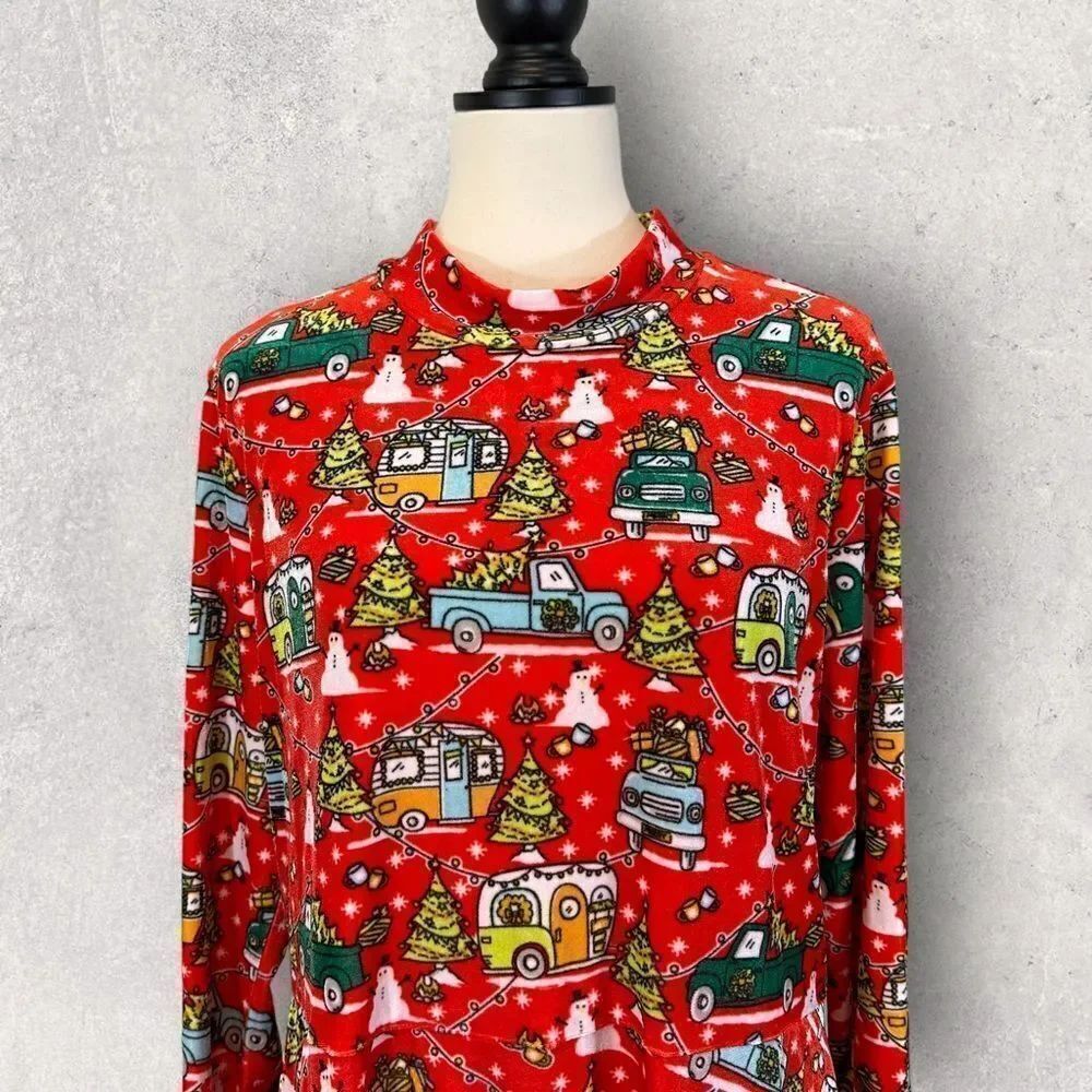 Born Famous Ugly Christmas Sweater Dress Red Long Sleeve Fit & Flare Size XXL - Picture 2 of 12